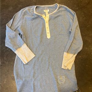 Men’s Diesel Henley Long Sleeve Shirt in Blue and Cream